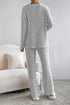 Ribbed Knit Wide Leg Slouchy Two Piece Loungewear