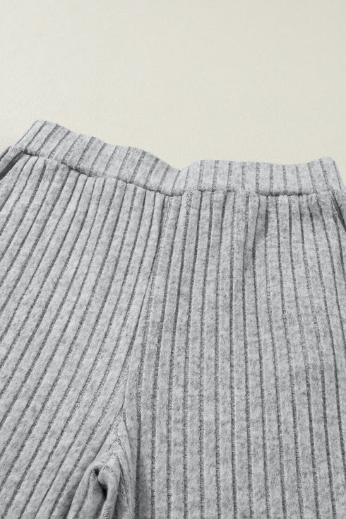 Ribbed Knit Wide Leg Slouchy Two Piece Loungewear