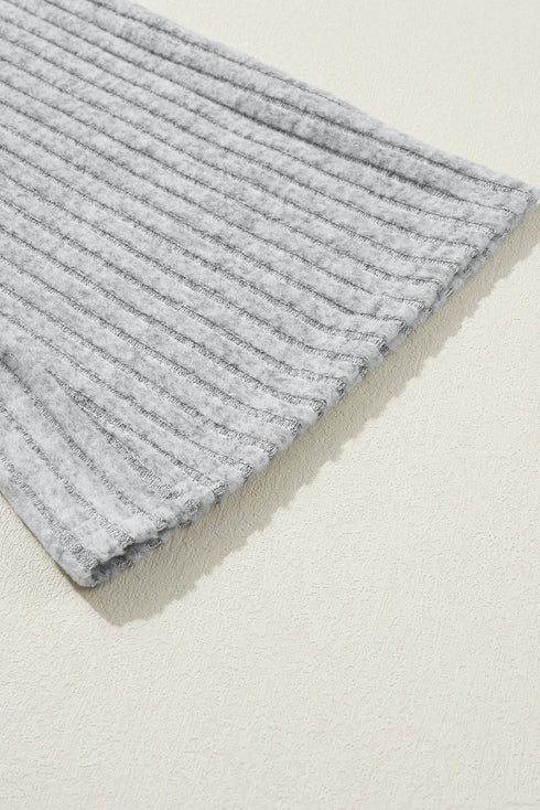 Ribbed Knit Wide Leg Slouchy Two Piece Loungewear