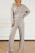 Ribbed Knit Wide Leg Slouchy Two Piece Loungewear