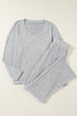 Ribbed Knit Wide Leg Slouchy Two Piece Loungewear