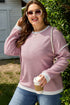 Ribbed Knitted Drop Shoulder Patchwork Long Sleeve Top