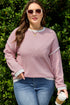 Ribbed Knitted Drop Shoulder Patchwork Long Sleeve Top