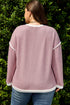 Ribbed Knitted Drop Shoulder Patchwork Long Sleeve Top