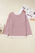 Ribbed Knitted Drop Shoulder Patchwork Long Sleeve Top