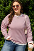 Ribbed Knitted Drop Shoulder Patchwork Long Sleeve Top