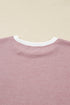 Ribbed Knitted Drop Shoulder Patchwork Long Sleeve Top