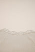 Ribbed Lace Neckline Button Accent Lettuce Edge Top