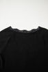 Ribbed Lace Neckline Button Accent Lettuce Edge Top