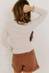 Ribbed Lace Neckline Button Accent Lettuce Edge Top