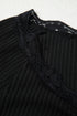 Ribbed Lace Neckline Button Accent Lettuce Edge Top