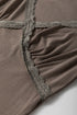 Ribbed Lace Spliced Criss Cross V Neck T Shirt