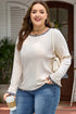 Ribbed Leopard Trim Round Neck Long Sleeve Top