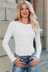 Ribbed Long Sleeve Crewneck Stretch Essential Bodysuit