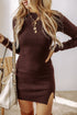 Ribbed Mock Neck Long Sleeve Sweater Dress