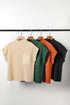 Ribbed Mock Neck Patch Pocket Drop Shoulder Short Sleeve Sweater