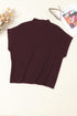 Ribbed Mock Neck Patch Pocket Drop Shoulder Short Sleeve Sweater