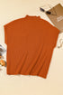 Ribbed Mock Neck Patch Pocket Drop Shoulder Short Sleeve Sweater
