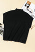 Ribbed Mock Neck Patch Pocket Drop Shoulder Short Sleeve Sweater