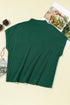Ribbed Mock Neck Patch Pocket Drop Shoulder Short Sleeve Sweater