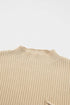 Ribbed Mock Neck Patch Pocket Drop Shoulder Short Sleeve Sweater