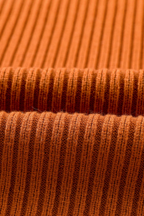 Ribbed Mock Neck Patch Pocket Drop Shoulder Short Sleeve Sweater