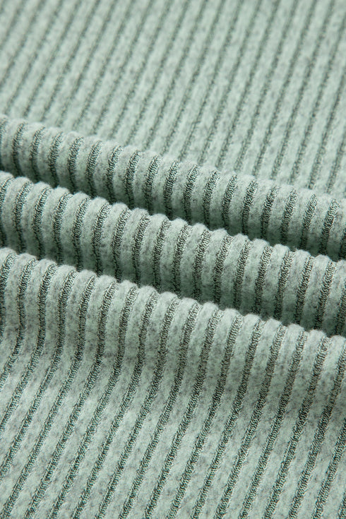 Ribbed Notched Neck Knit Long Sleeve Lounge Set