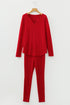 Ribbed Notched Neck Knit Long Sleeve Lounge Set