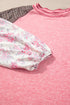 Ribbed Patchwork Checkered Paisley Raglan Long Sleeve Top