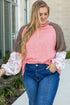 Ribbed Patchwork Checkered Paisley Raglan Long Sleeve Top