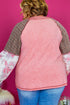 Ribbed Patchwork Checkered Paisley Raglan Long Sleeve Top