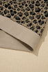 Ribbed Patchwork Collar Cuffed Sleeve Leopard Western Top