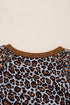 Ribbed Patchwork Puff Sleeve Mixed Print Pullover Top