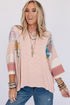 Ribbed Patchwork Striped Oversized Long Sleeve Top