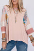 Ribbed Patchwork Striped Oversized Long Sleeve Top