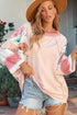 Ribbed Patchwork Striped Oversized Long Sleeve Top
