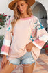 Ribbed Patchwork Striped Oversized Long Sleeve Top