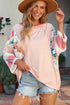 Ribbed Patchwork Striped Oversized Long Sleeve Top