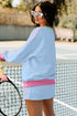 Ribbed Patchwork Trim Sporty V Neck Two Piece Set