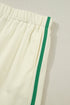 Ribbed Patchwork Trim Sporty V Neck Two Piece Set
