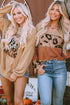 Ribbed Patchwork V Neck Loose Long Sleeve Top