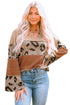 Ribbed Patchwork V Neck Loose Long Sleeve Top