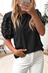 Ribbed Pearl Beaded Puff Sleeve Top