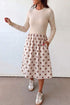 Ribbed Polka Dot Long Sleeve Textured Midi Dress