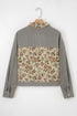 Ribbed Retro Floral Patchwork Corduroy Shirt Jacket