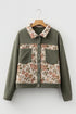 Ribbed Retro Floral Patchwork Corduroy Shirt Jacket
