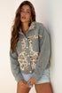 Ribbed Retro Floral Patchwork Corduroy Shirt Jacket