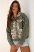 Ribbed Retro Floral Patchwork Corduroy Shirt Jacket