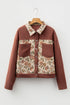 Ribbed Retro Floral Patchwork Corduroy Shirt Jacket