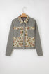 Ribbed Retro Floral Patchwork Corduroy Shirt Jacket